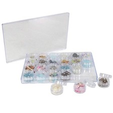 24-Jar Bead Organizer - Clear Plastic Storage Box for Jewelry Craft Supplies