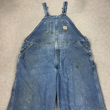 Carhartt Dungarees Adult 42x30 Blue Overalls Bib Carpenter Denim Work Wear Men