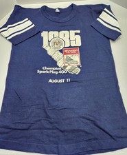 Vintage 1985 NASCAR Champion Spark Plug 400 Jersey Stripe Sleeve T Shirt Xl 80s
