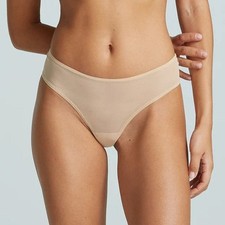 New Women's COMMANDO Tan Chic Mesh Thong Panty Size L