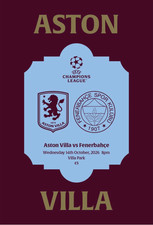 Programme : Aston Villa v Fenerbahce - UEFA Champions League - 14 October 2026