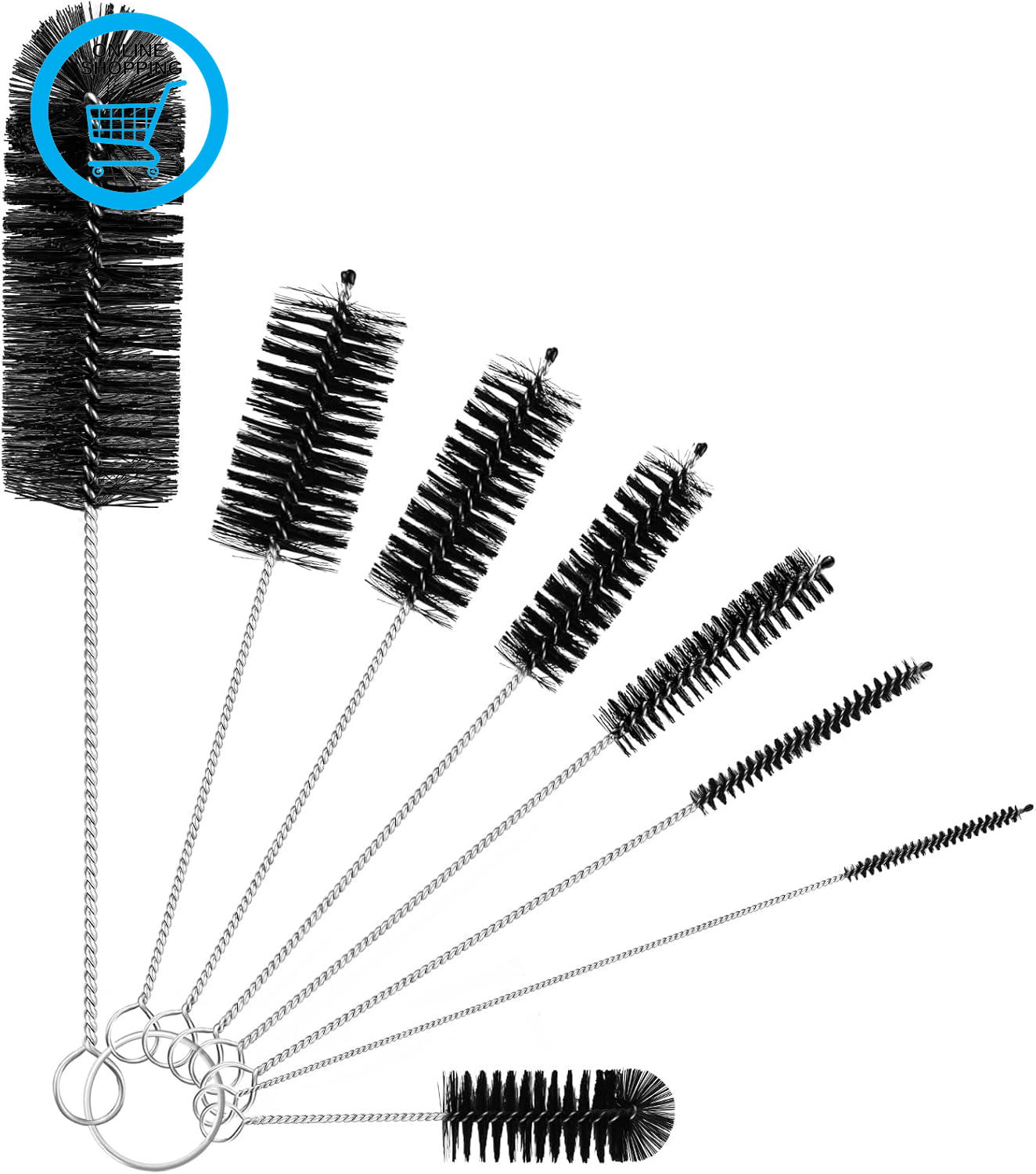 Small Bottle Cleaning Brush Set, 8PCS Nylon Thin Pipe Cleaners Straw Brushes for