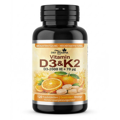 Vitamin D3 + K2 Chewable Tablets   120 Count (4-Month Supply)   High Potency Bon