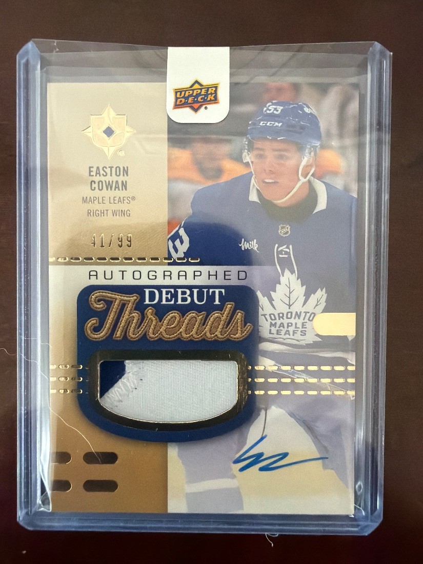 2025-26 Easton Cowan Upper Deck Ultimate Collection Autographed Debut Threads