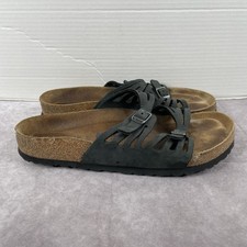 Birkenstock Granada Sandals Womens EU 40 US 9 Black Leather Double Buckle Slide