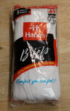 Size 44 Vintage 1996 Hanes Men's Briefs 3 Pack Brand New Cotton White
