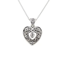 Double Sided Sterling Silver Celtic Heart Pendant- Small