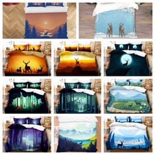 3D Deer Mountain Field Forest Landscape Quilt Cover Duvet Cover Comforter set