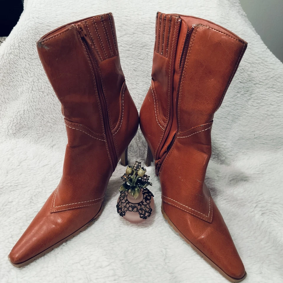 BOTAS Predictions para mujer camel media pantorrilla talla 5 damas elegantes punta puntiaguda Foto 2 de 4