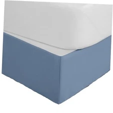  Size Inverted Pleat Bedskirt - 15” Drop - Pleated Bed Skirt - Hotel King Blue