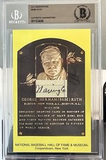 Babe Ruth Signed Cut Handwriting HOF Plaque Beckett Certified Authentic BAS BGS
