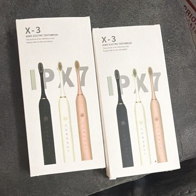 X-3 Sonic Electric Toothbrush Set 2-Pack IPX7  Pink Unisex Adults one in each