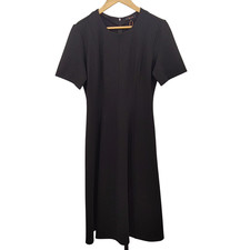 Quince Ultra-Stretch Ponte Short Sleeve Midi Dress Black Basic Sleeved M