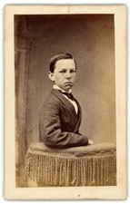 Antique CDV Circa 1870s J. Smith Young Boy In Suit Unmarked