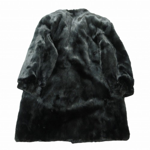 SAGA MINK Real Mink Fur Long Coat Women Black Len88cm… - Gem