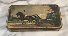 Scatola di Latta Caramelle Dufour Genova  "Carrozzata " Cavalli Calesse Carrozza