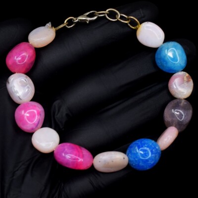 Rosa australischer Opal & Achat 112,00 kt beste Qualität Perlen Armband VK 21 E638