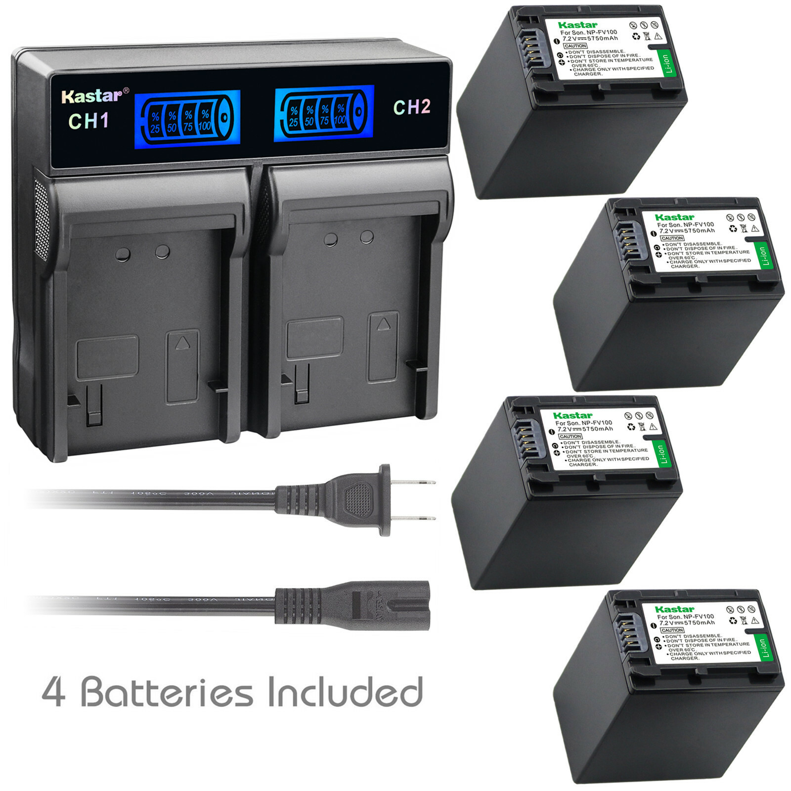 Kastar Battery LCD Rapid Charger Sony NP-FV100 NP-FV70 & BC-