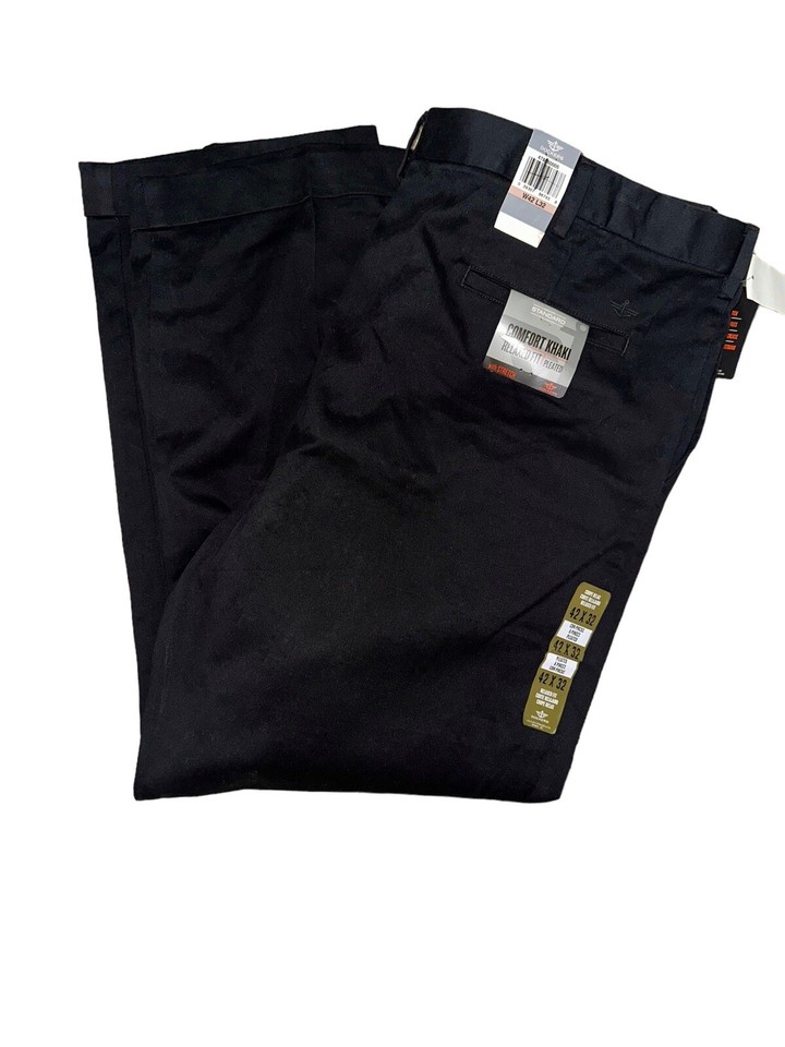 DOCKERS 42x32 Khaki Relaxed Fit Black Comfort Waistband Shirt Gripper Mens Pants eBay