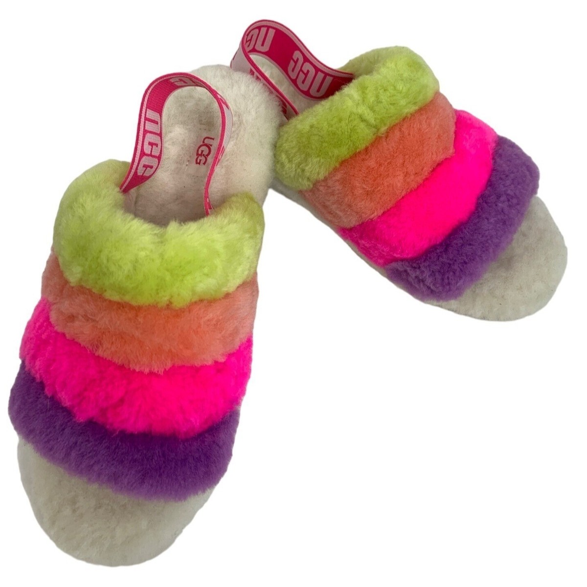 UGG Womens Size 8 Slipper Rainbow Fluff Yeah Slide Shearling UGG Womens Size 8 Slipper Rainbow Fluff Yeah Slide Shearling