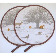Aga Hob Lid Covers Pair of Hats Hotplate Lids Mats Loop Stag Deer Fox Owl Pads 2