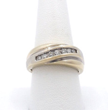 14K Gold Natural Diamond Mens Wedding Anniversary Band Ring Two Tone 7 Stones