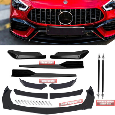 For Benz W205 W204 Front Rear Bumper Lip Spoiler Splitter Body Kit Side Skirt