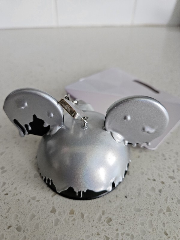 Disney Parks 100th Anniversary Mickey Ear Platinum Dipped Holiday Ornament NEW