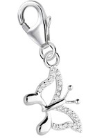 Charm AnhäNger Silber Schmetterling Mit Zirkonia 925 Sterling Armband Karabiner