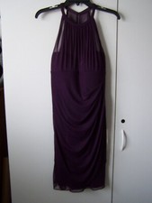 $119 NWT DAVIDS BRIDAL PLUM HALTER SHEER NECK RUCHED PROM FORMAL DRESS 8 