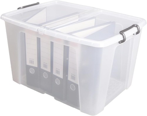 65L Extra Large Clear Plastic Container Storage Box With Carry Handle and Lid UK - Picture 2 of 5