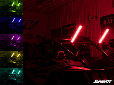 SuperATV 2' RGB LED Whip Lights - Set of 2 - 1.75'' Horizontal Mounting Brackets