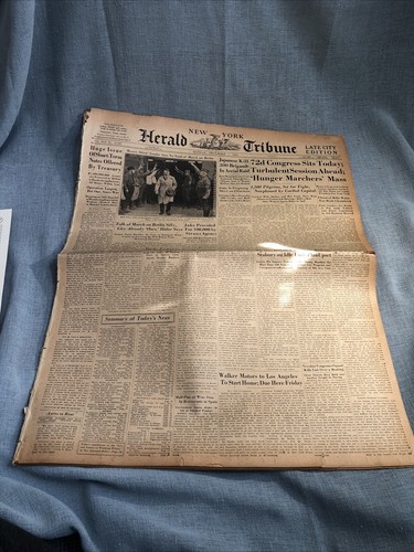Dec. 7, 1931 NY HERALD TRIBUNE Newspaper Hitler “Talk of March…” w/ certificate - Picture 5 of 7