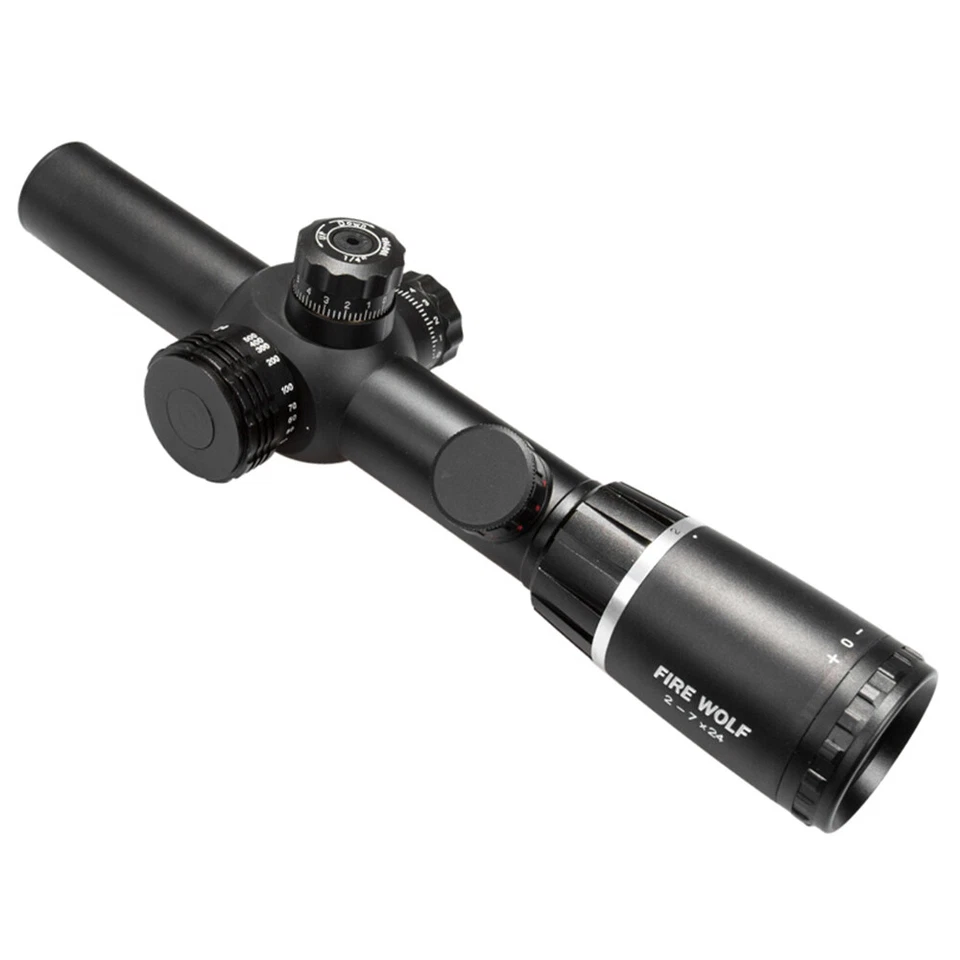 2-7X24 Riflescope Red& Green Illuminated Reticle Sight w/ Scope Ring Mounts - Image 3 of 4