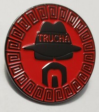 Red Lowrider Hat Chicano Trucha Cholo Aztec Design Hat Button Badge Pin Metal