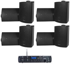 Rockville Rock Zone 8 Ch. Multi Room Home Receiver 8 Black 5.25" Wall Speakers