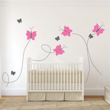 Nursery Butterfly Wall Decal Girl's Room Wallpaper Insects Removable Vinyl, b25