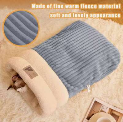 Cat Sleeping Bag Snuggle Sack Cat Bed Cave Soft Washable Beds Pet Mat Warming US