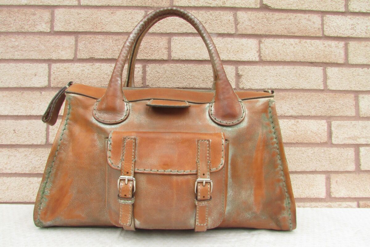Chloe Edith Tan Brown Leather X-Large Satchel Tote Hand Bag Chloe Edith Tan Brown Leather X-Large Satchel Tote Hand Bag