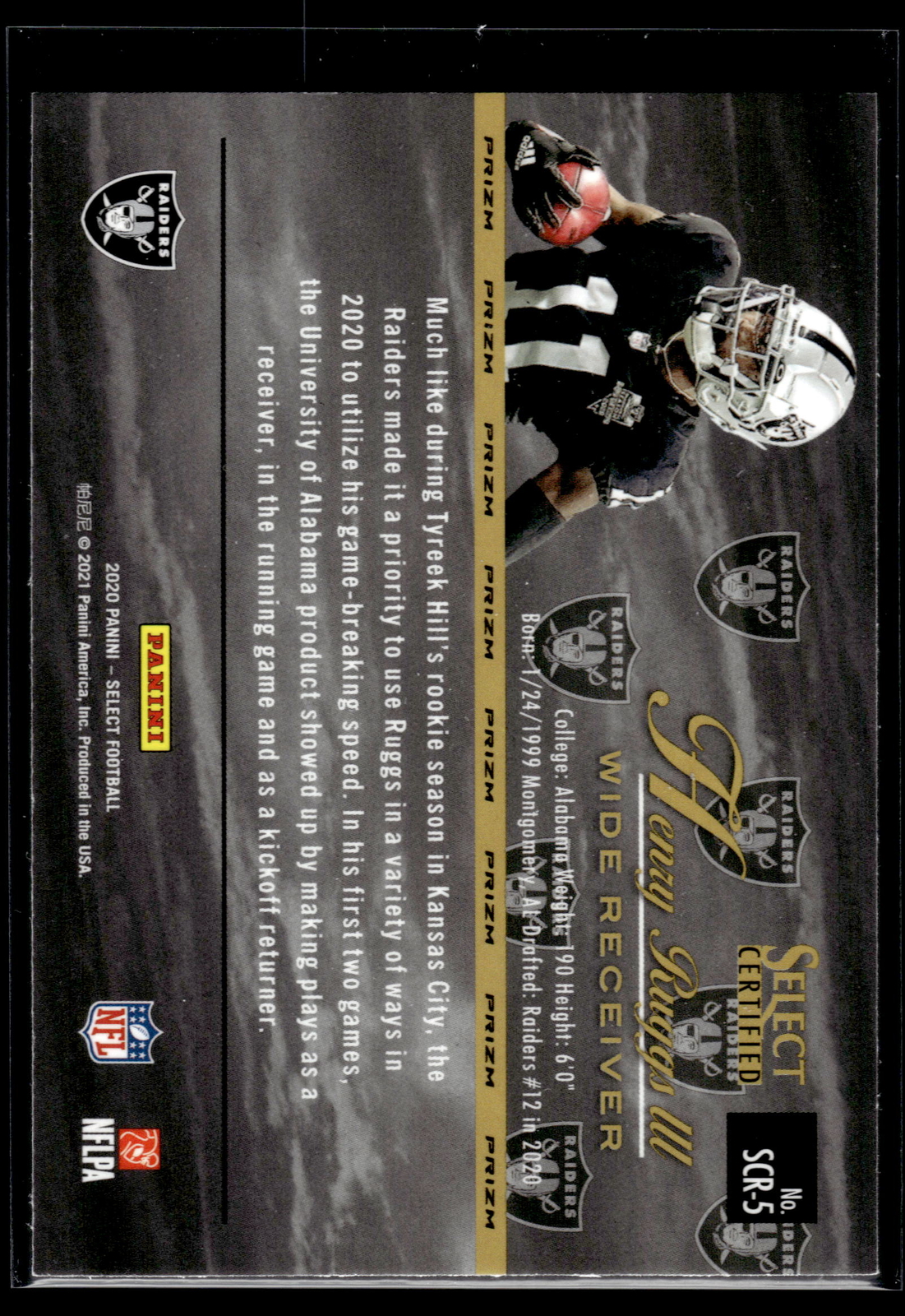 Henry Ruggs III 2020 Panini Select Certified Silver Prizm Rookie Card SCR5 eBay