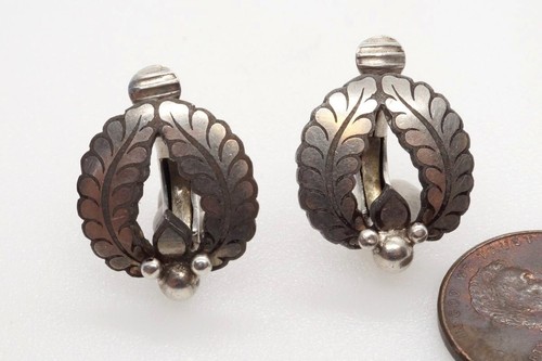 SCARCE ANTIQUE DANISH SILVER & IRON EARRINGS EARLY GEORG JENSEN ARNO MALINOWSKI