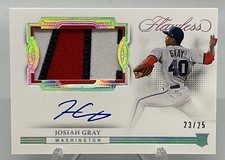 2022 Panini Flawless Josiah Gray #RPAH-JG Rookie Patch Autograph /25