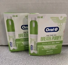 LOT OF 2  ORAL-B ~ON THE GO BREATH PURIFY~ Oral Spray MILD MINT 6.5 ml/.21 fl oz