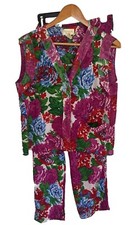 Vtg Victorias Secret Gold Label Floral Pajama Set Boudoir Romantic Garden