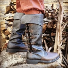 Black Brown Renaissance Faire Gentry Noblemen Historical Actor Costume Boots