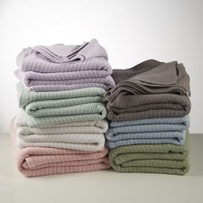 Smoke Grey Cellular Blanket 100% Cotton SLEEPSCENE Single, Double, King, S -King