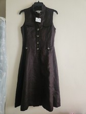 Zara ramie dress A-line sleeveless brown sz XS NWT