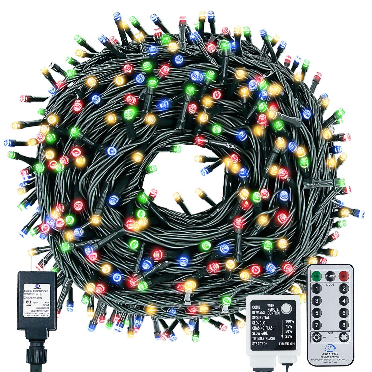 500 LED Christmas String Lights 164FT Long Tree Lights Connectable with Remot...
