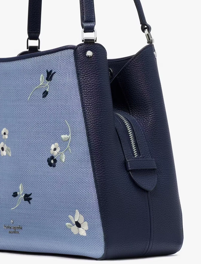 Kate Spade Leila ricamata floreale media triplo scomparto spalla indaco