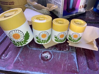 MCM NEW NOS vintage HELLER Hostess-Ware Deluxe Aluminum 4pc CANISTER SET  